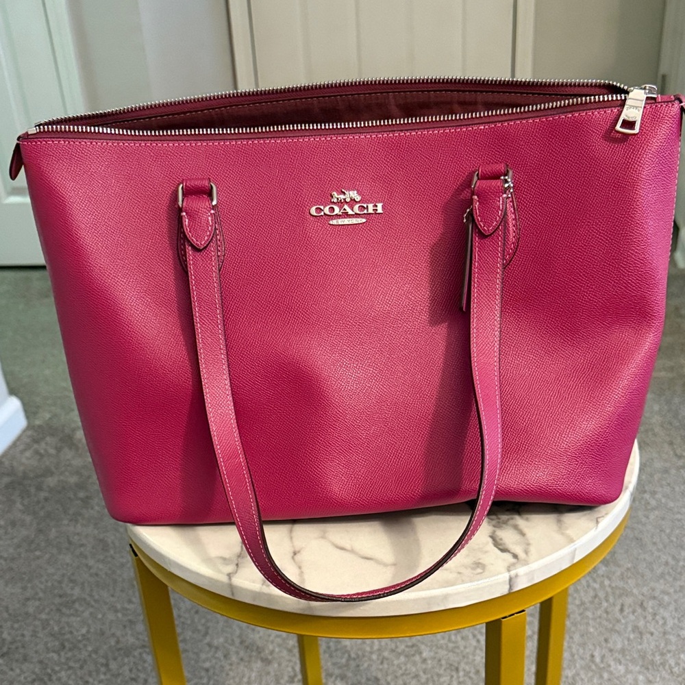 Coach Fuchsia Leather Tote Bag - Picture 2 of 4